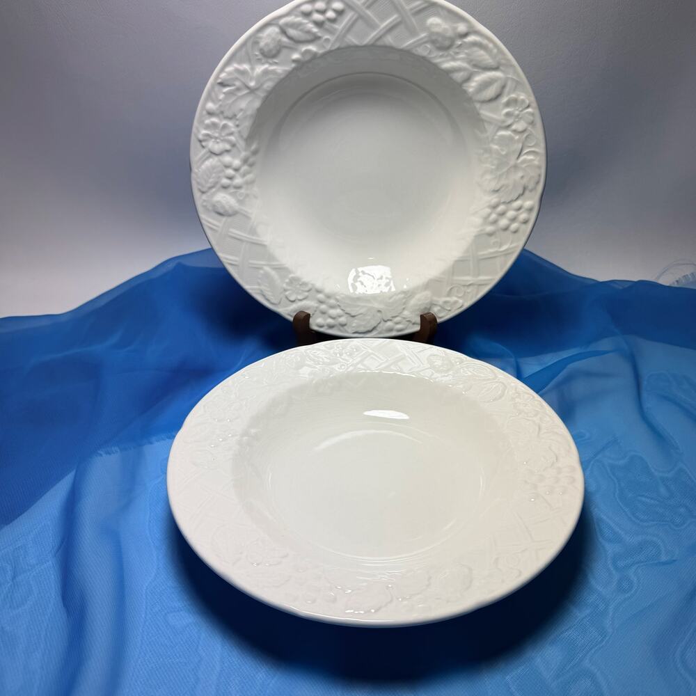 Mikasa English Countryside Large Rim Soup Bowl White 2 each